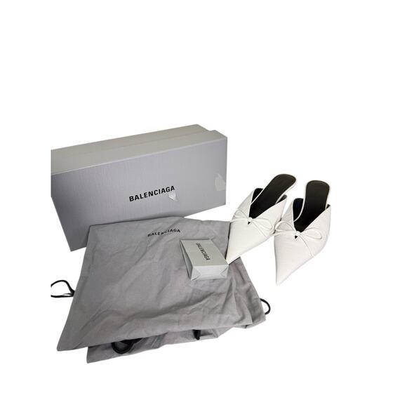 Balenciaga NIB Knife Bow 40mm Mule in White Size 39.5 - Picture 2 of 16